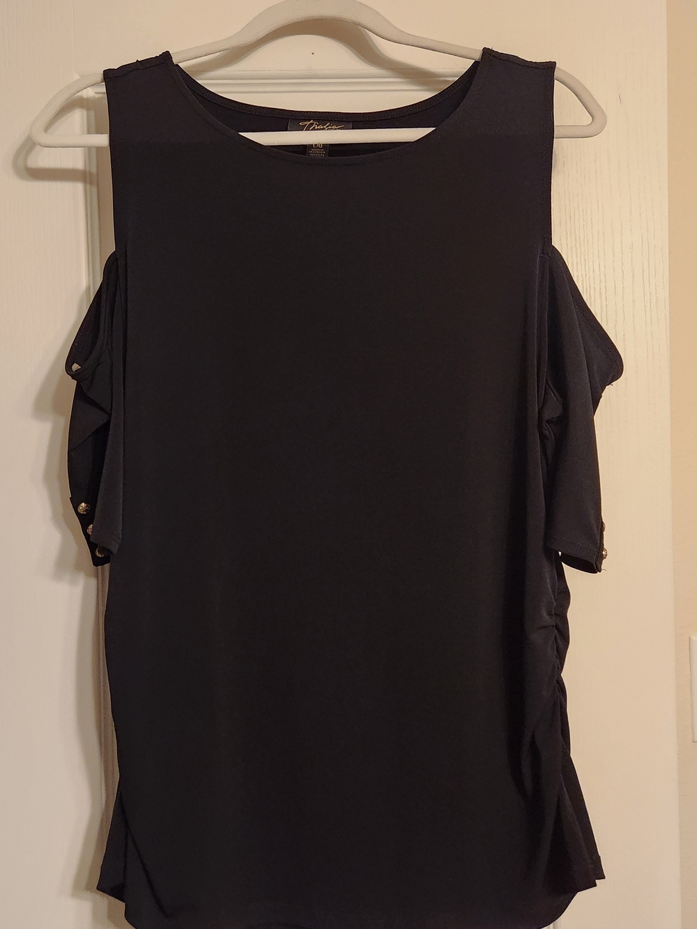 Thalia Sodi Black Cold-Shoulder Blouse